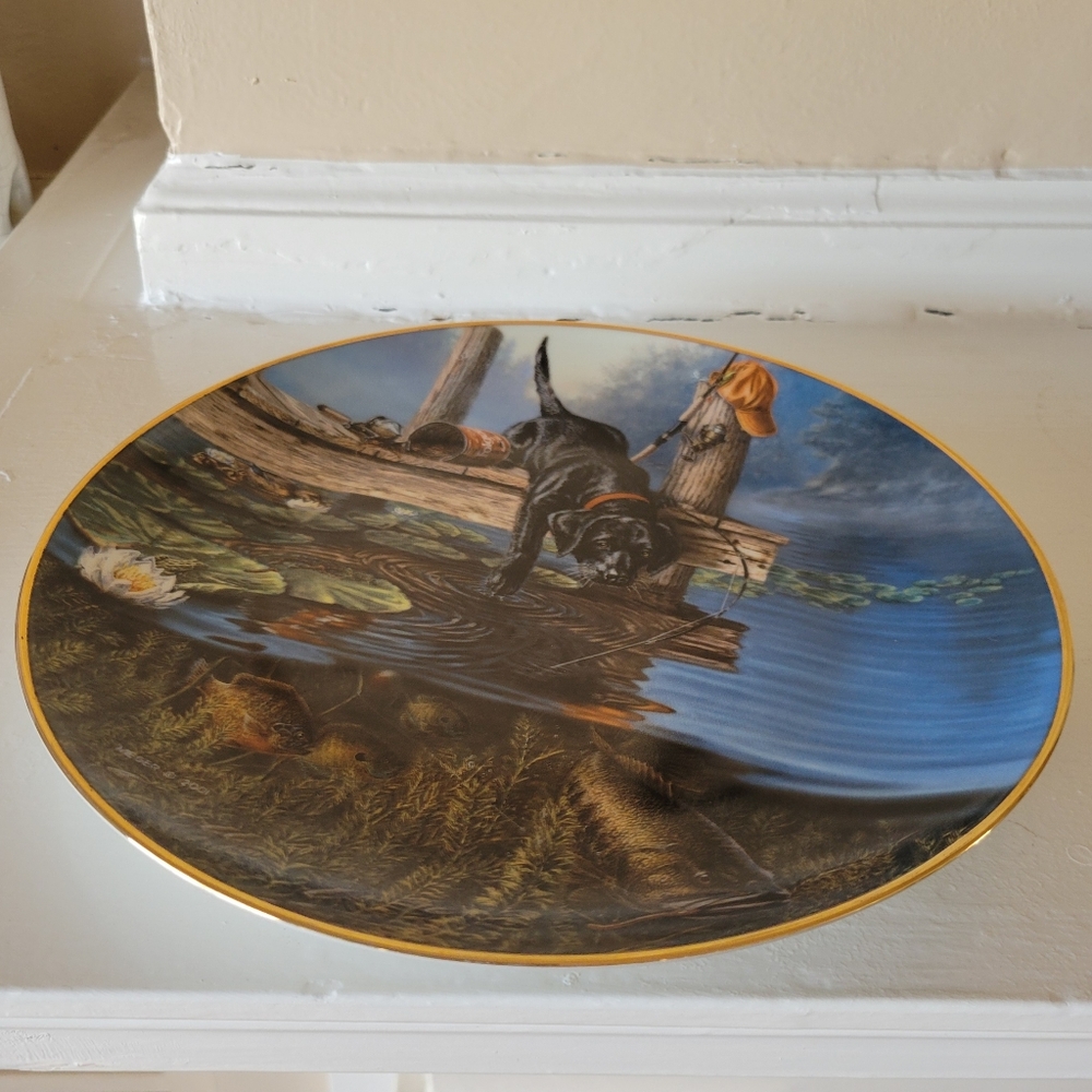 James Meger Decorative Plate "Ripples" With Black Lab - Picture 5 of 8